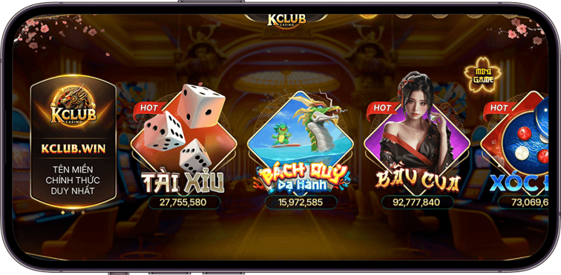 Game bài Kclub có giao diện được thiết kế theo phong cách Nhật Bản